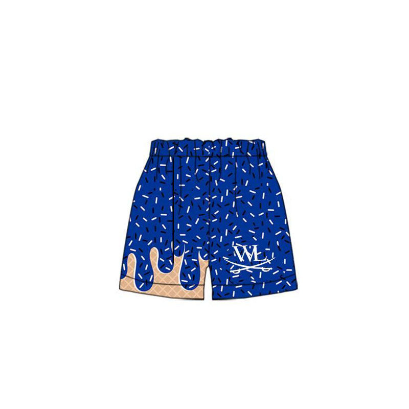 (Custom Design Preorder MOQ 5 Each Item) Team's WL Sprinkles Blue Print Summer Bottom Shorts Mom and Me Matching Clothes
