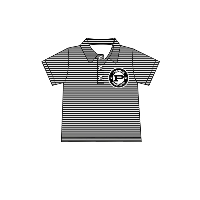 (Custom Design Preorder MOQ 5 ) Team's PERMIAN Black Stripes Print Boys Polo Tee Shirts Top