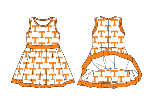 (Custom Design Preorder MOQ 5) Team's Tennessee Print Zipper Shorts Skirts Girls Summer Yoga Dress