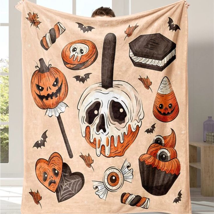 (Custom Design Preorder MOQ 5) Pumpkin Candy Cake Print Baby Halloween Blanket