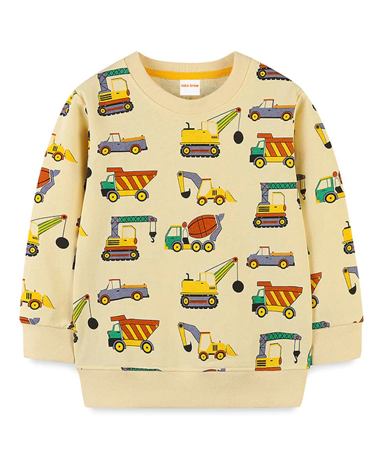 (Custom Design Preorder MOQ 5) Yellow Construction Print Boys Tee Shirts Top