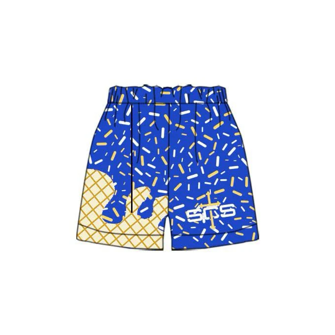 (Custom Design Preorder MOQ 5) Team's Blue SCS Sprinkles Print Girls Summer Bottom Shorts