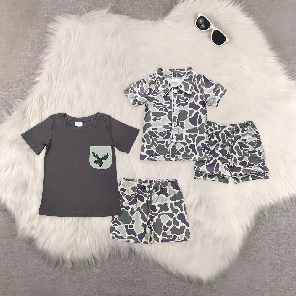Duck & Green Camo Shorts Boys Summer Clothes Set Brothers Wear
