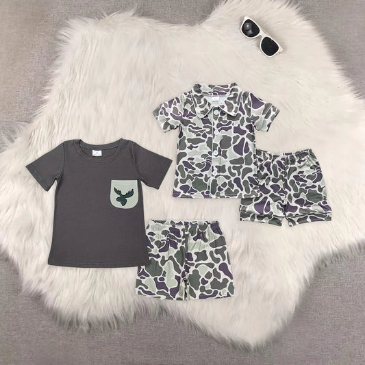 Duck & Green Camo Shorts Boys Summer Clothes Set Brothers Wear