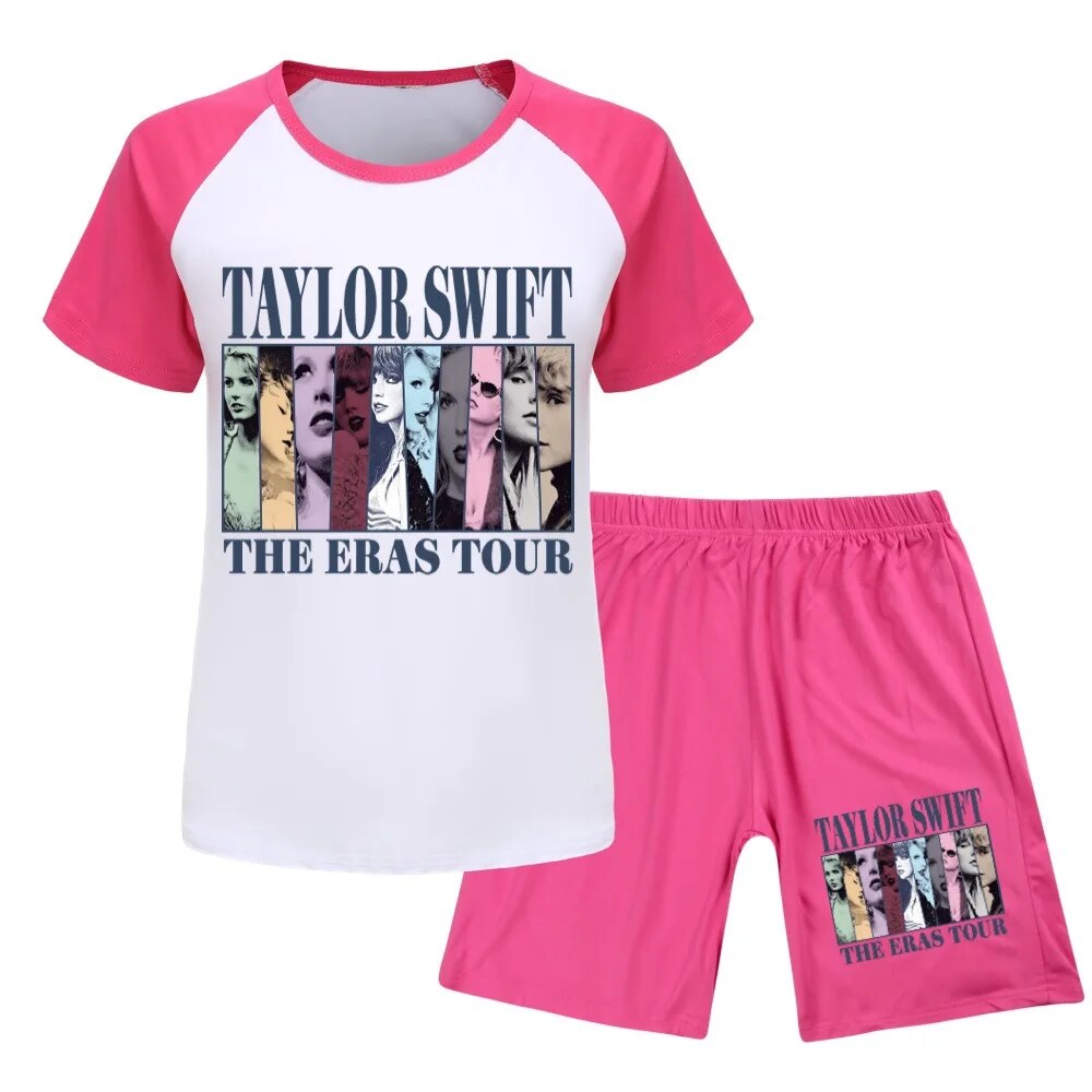 (Custom Design Preorder MOQ 5) Singer Swiftie Hot Pink Print Adult Summer Clothes Set