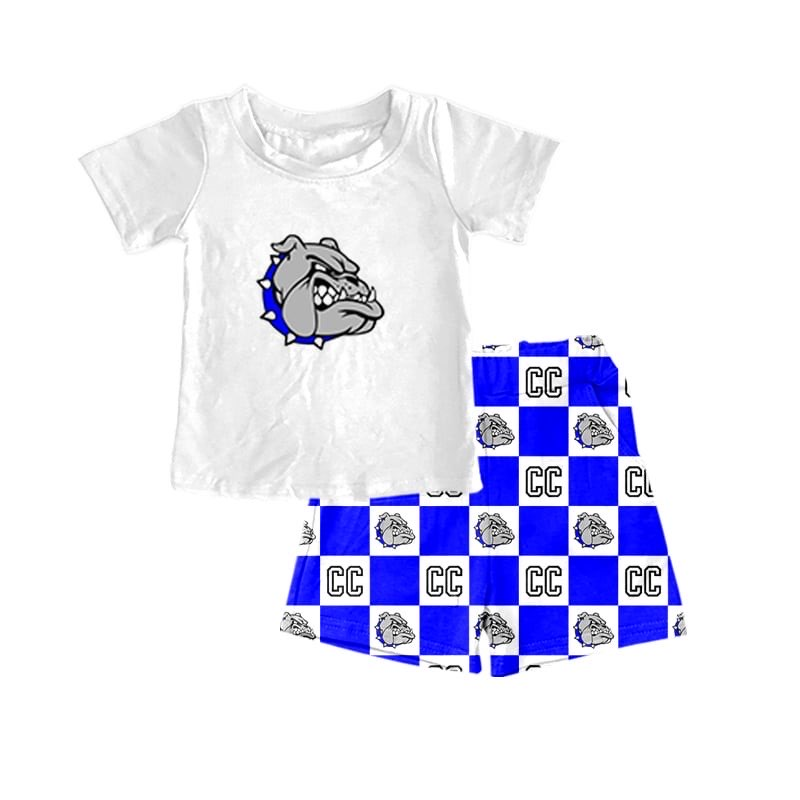 (Custom Design Preorder MOQ 5) Team's CC Dog Print Boys Summer Clothes Set