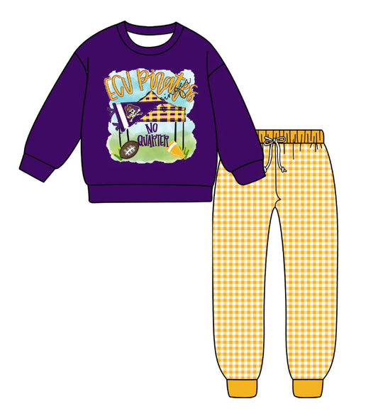 (Custom Design Preorder MOQ 5) Team's QVARTEIR Top Plaid Pants Boys Fall Clothes Set