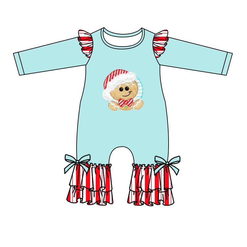 (Custom Design MOQ 5)Gingerbread Baby Girls Christmas Romper