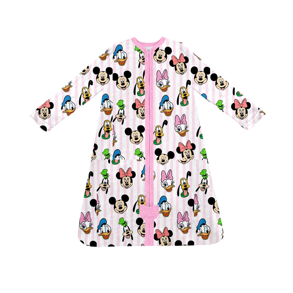 (Custom Design Preorder MOQ 5) Cartoon Mouse Duck Print Baby Girls Zipper Sleep Sacks