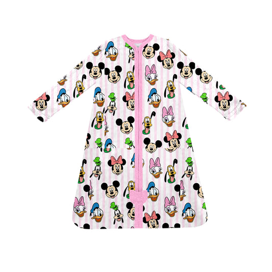 (Custom Design Preorder MOQ 5) Cartoon Mouse Duck Print Baby Girls Zipper Sleep Sacks