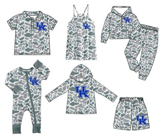 (Custom Design Preorder MOQ 5 Each Item)Team's Kentucky Camo Print Sibling Matching Clothes