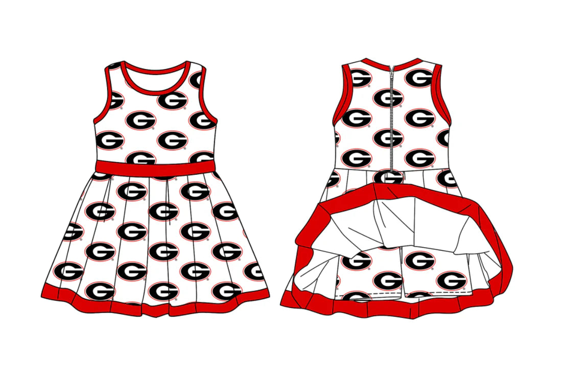 (Custom Design Preorder MOQ 5) Team's Georgia Print Zipper Shorts Skirts Girls Summer Yoga Dress