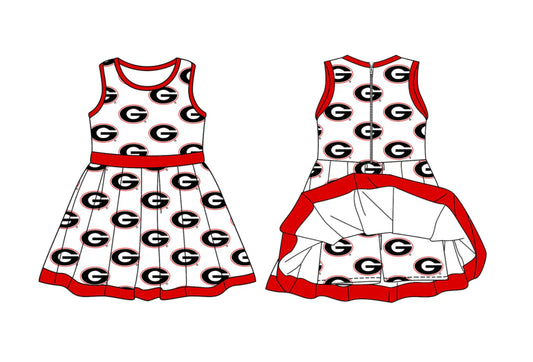 (Custom Design Preorder MOQ 5) Team's Georgia Print Zipper Shorts Skirts Girls Summer Yoga Dress
