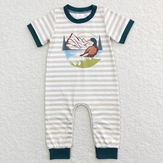 SR0553 Duck Print Baby Boys Summer Romper