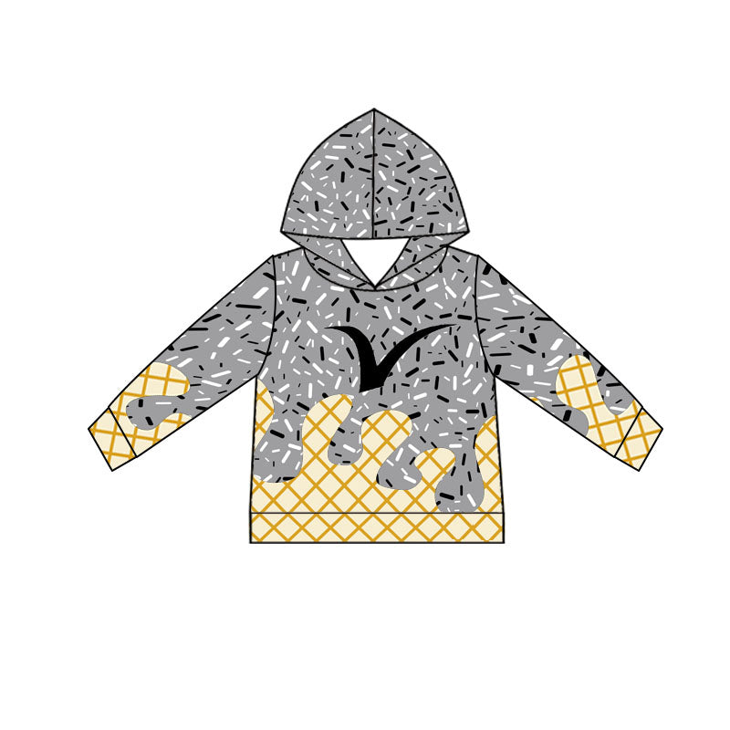 (Custom Design Preorder MOQ 5) Team's Grey Print Girls Long Sleeve Hoodie Tops