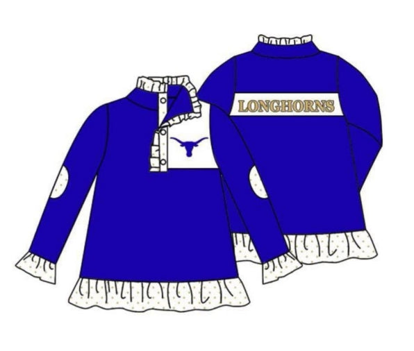 (Custom Design Preorder MOQ 5)Team's LONGHORNS Print Girls Pullover Tee Shirts Top