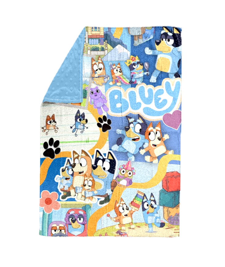 (Custom Design Preorder MOQ 5) Cartoon Dog Print Baby Blanket