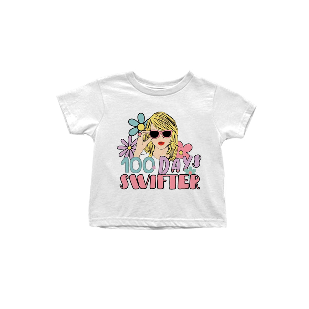 (Custom Design Preorder MOQ 5) Singer Swiftie 100 Days Print Girls Summer Tee Shirts Top