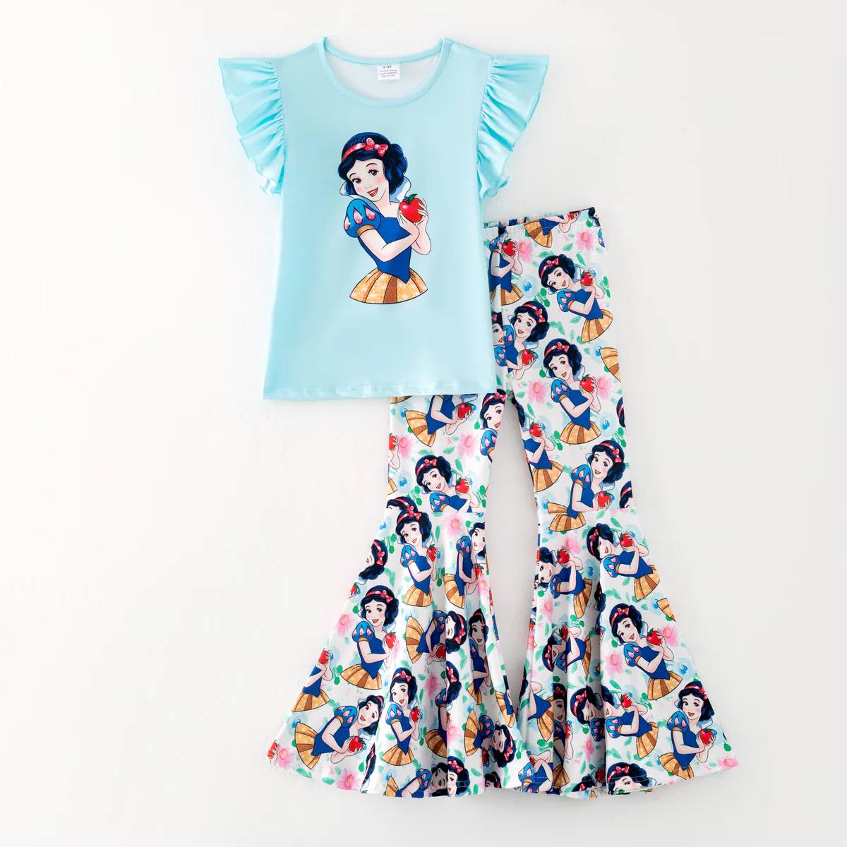 (Custom Design Preorder MOQ 5) Cartoon Princess Apple Top Bell Pants Girls Clothes Set