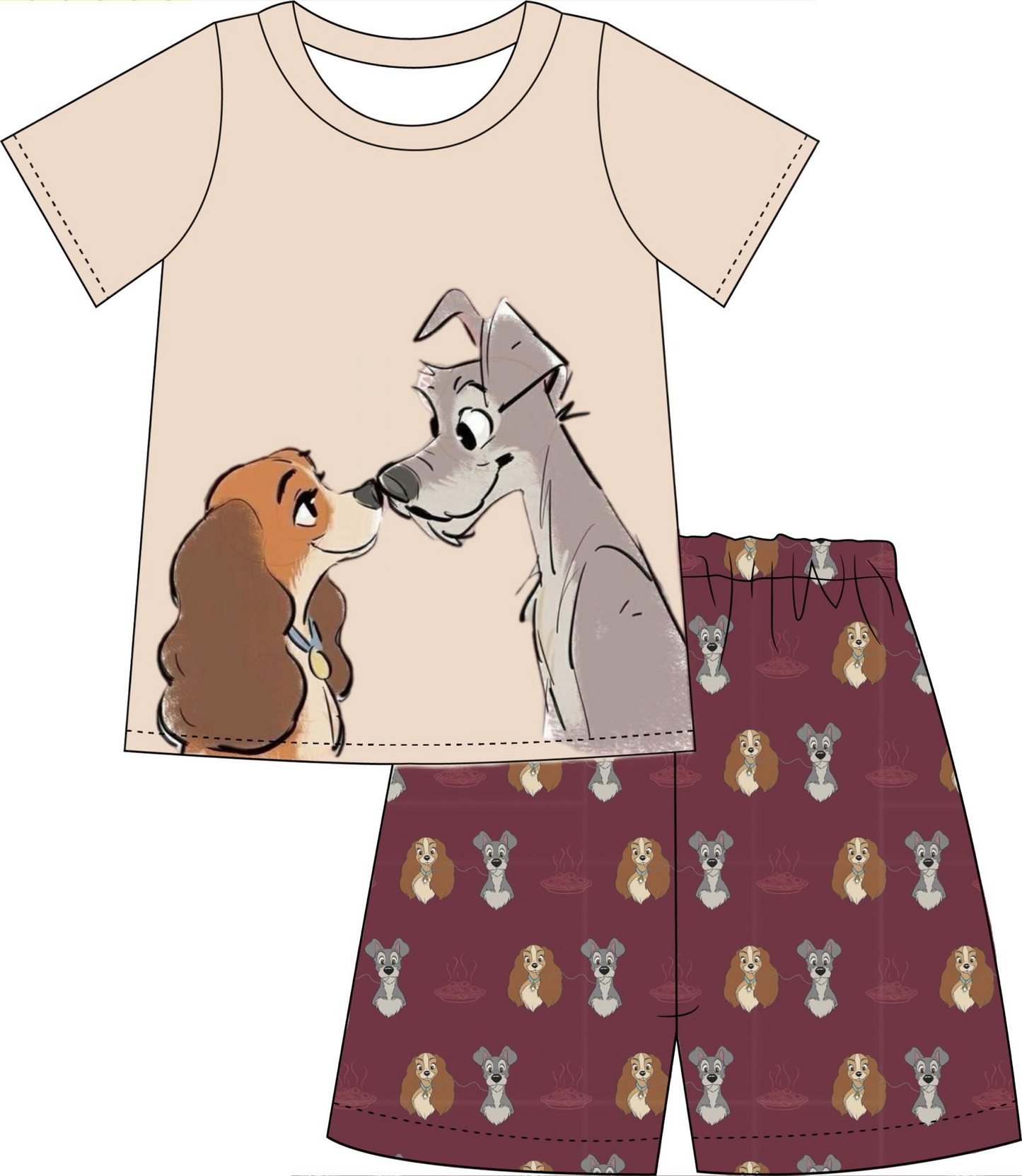 (Custom Design Preorder MOQ 5) Cartoon Dog Print Boys Summer Clothes Set