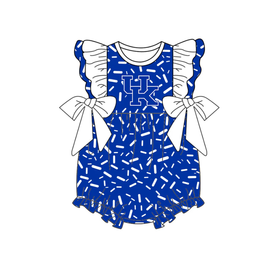 (Custom Design Preorder MOQ 5) Team's Kentucky Sprinkles Print Baby Girls Summer Romper