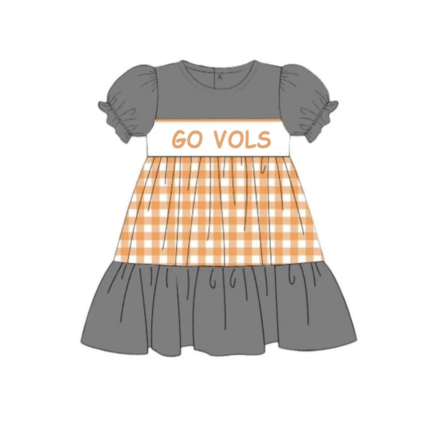 (Custom Design Preorder MOQ 5) Team's GO VOLS Print Girls Summer Knee Length Dress