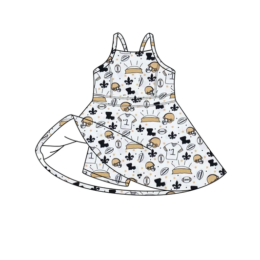 (Custom Design Preorder MOQ 5) Team's Anchor Cheer Print Shorts Skirts Girls Summer Yoga Dress