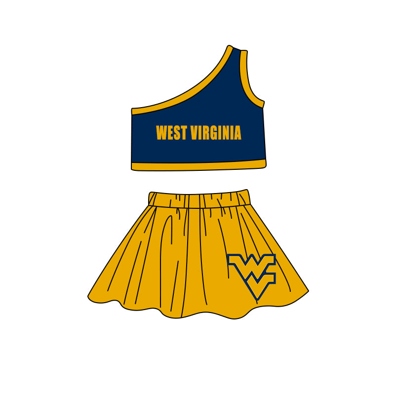 (Custom Design Preorder MOQ 5) Team's West Virginia Crop Top Skirts Shorts Girls Clothes Sets