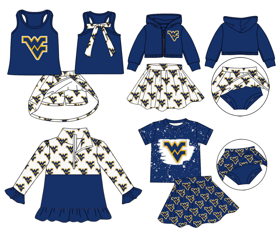 (Custom Design Preorder MOQ 5 Each Item)Team's WEST VIRGINIA Print Girls Matching Clothes