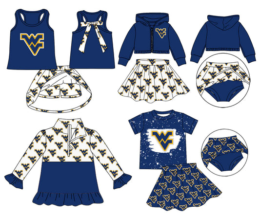 (Custom Design Preorder MOQ 5 Each Item)Team's WEST VIRGINIA Print Girls Matching Clothes