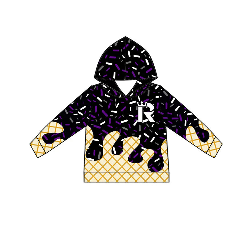 (Custom Design Preorder MOQ 5 Each Item) Team's Reading Royals Sprinkles Print Long Sleeve Hoodie Top Mom and Me Matching Clothes