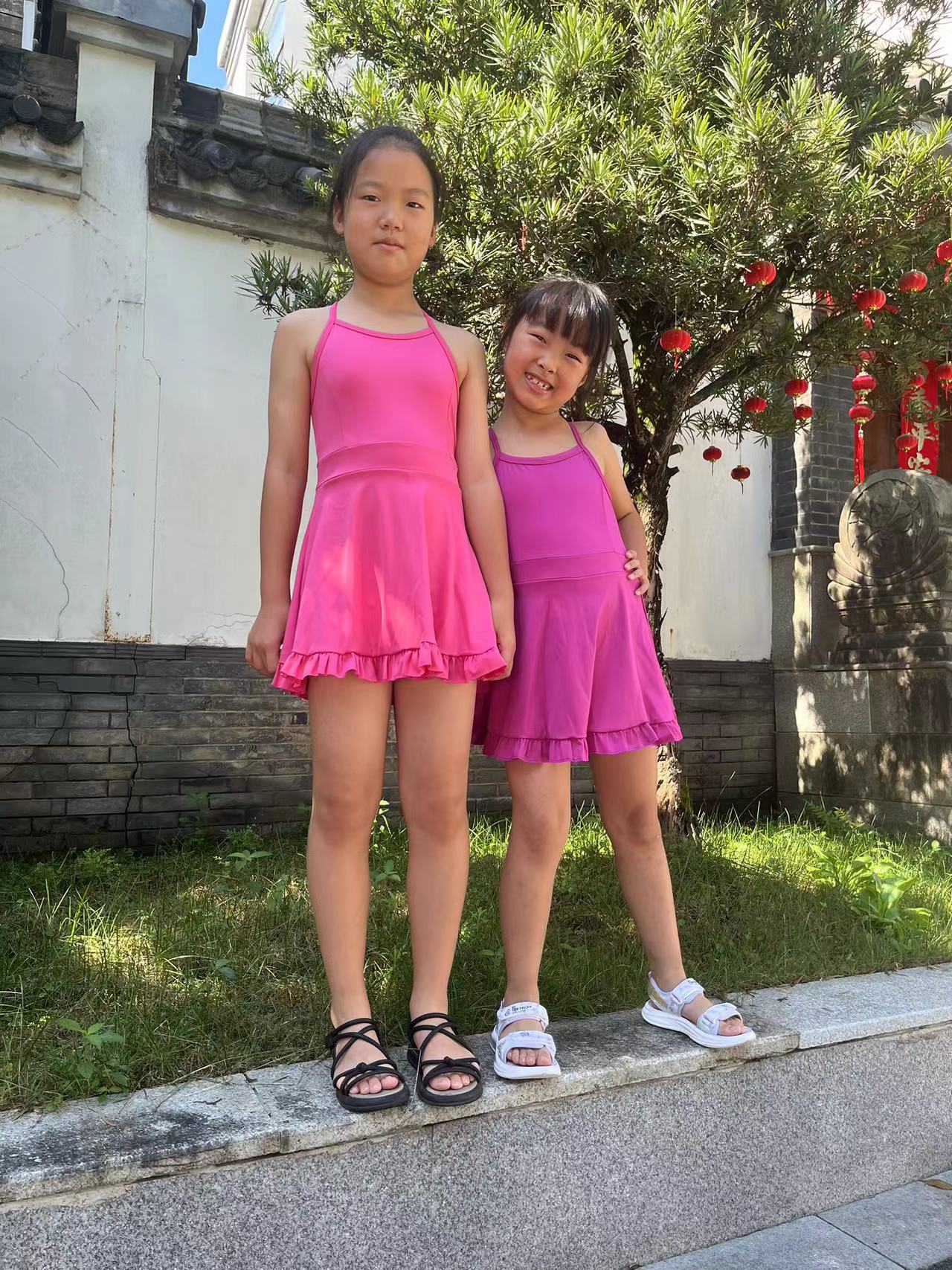7 Colors Girls Knee Length Shorts 1 Pieces Yoga Dress