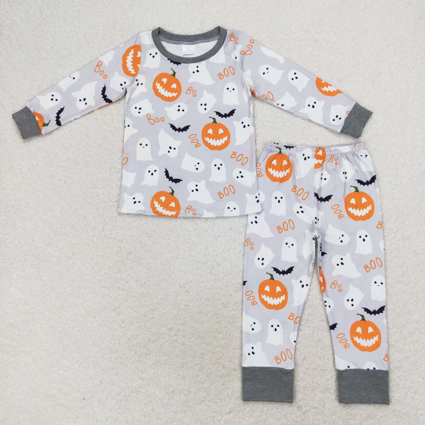 Pumpkin Ghost BOO Print Sibling Halloween Matching Pajamas Clothes