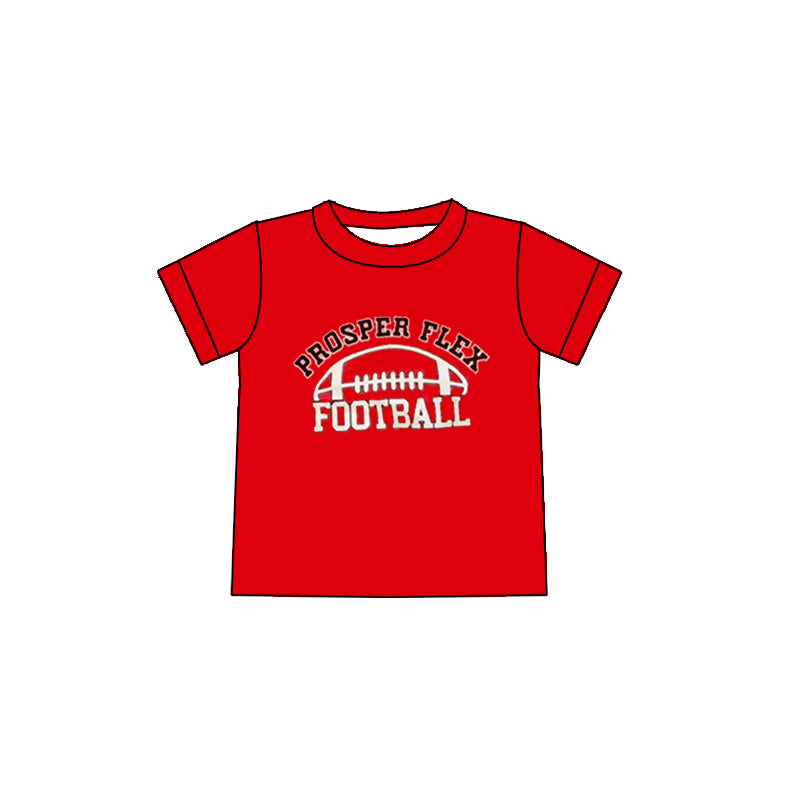 (Custom Design Preorder MOQ 5 Each Item) Team's Football FLEX Red Print Summer Tee Shirts Top Mom and Me Matching Clothes