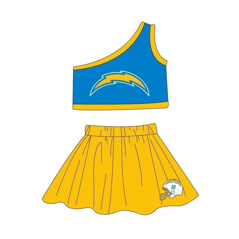 (Custom Design Preorder MOQ 5) Team's Yellow Print Girls Skirts Clothes Set