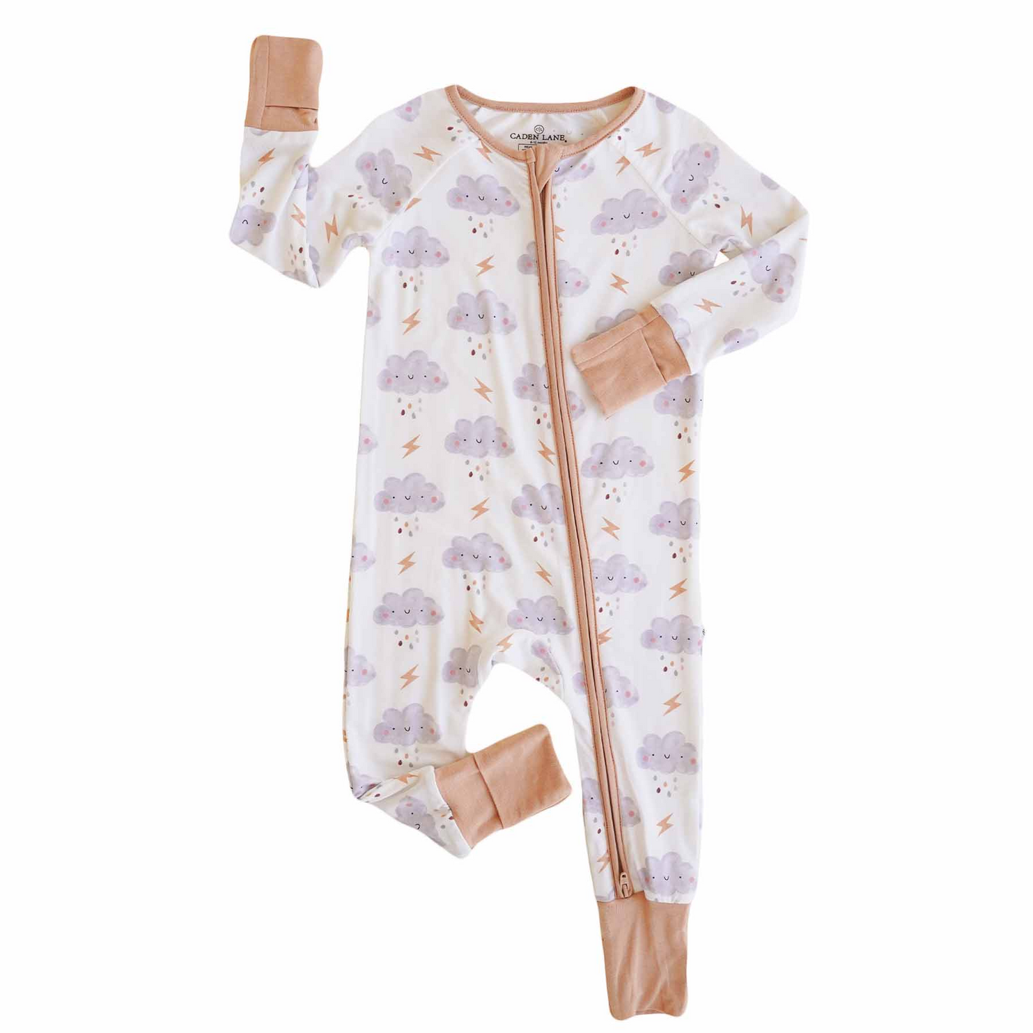 (Custom Design Preorder MOQ 20) Rainning Print Baby Girls Bamboo Fall Sleeper Zipper Romper