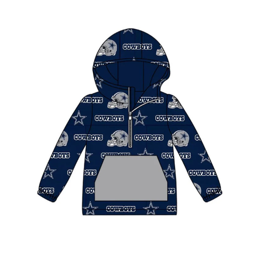 (Custom Design Preorder MOQ 5) Team's COWBOYS Print Kids Fall Zipper Hoodie Top Mom and Me Matching Clothes