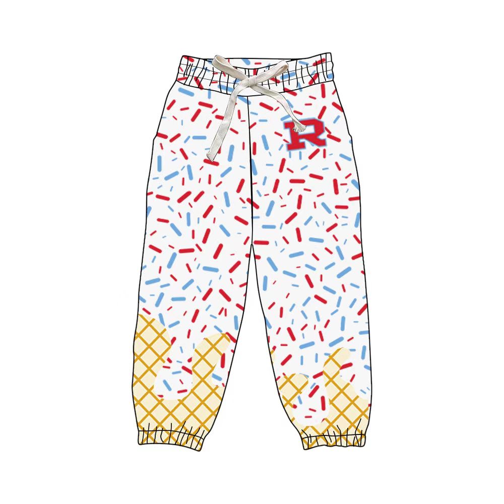(Custom Design Preorder MOQ 5 Each Design) Team's R Sprinkles Print Joggers Bottom Pants Mom and Me Matching Clothes