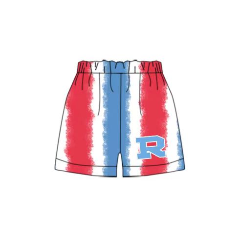 (Custom Design Preorder MOQ 5 Each Item) Team's R Red Blue Stripes Print Summer Bottom Shorts Mom and Me Matching Clothes