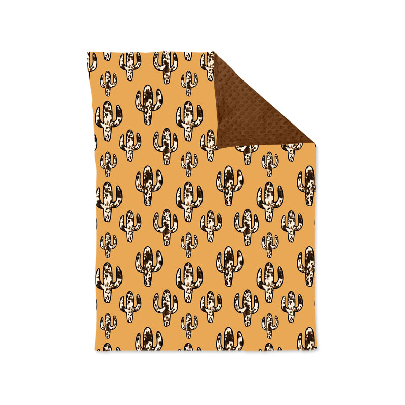 (Custom Design Preorder MOQ 5) Cactus Brown Print Baby Western Blanket