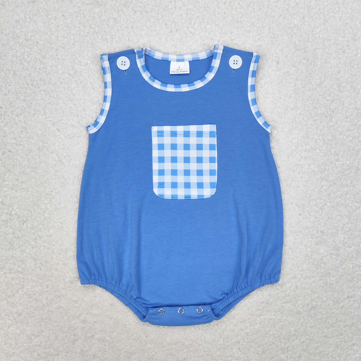 Blue Bows Flags Plaid Print Sibling Summer Matching Clothes