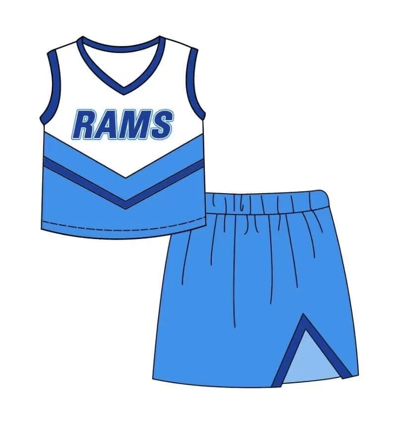 (Custom Design Preorder MOQ 5) Team's RAMS Print Girls Skirts Clothes Set