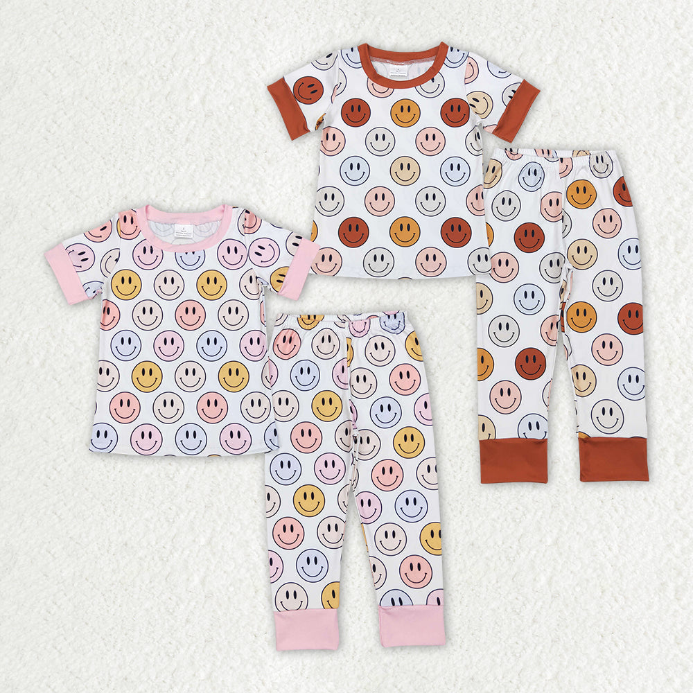 Smiling Face Print Sibling Pajamas Matching Clothes