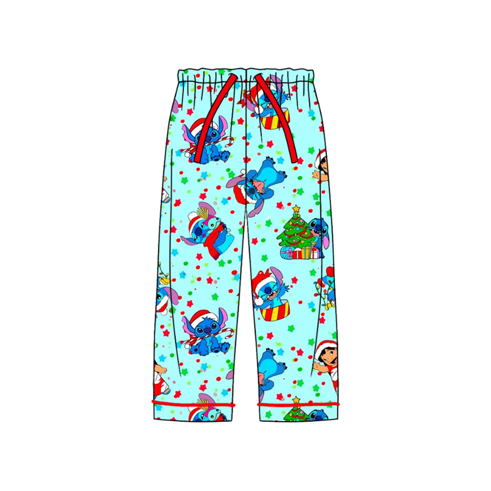 (Custom Design Preorder MOQ 5) Adult Cartoon Blue Animals Print Woman Christmas Pajamas Pants
