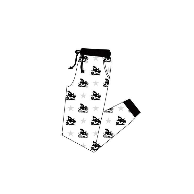 (Custom Design Preorder MOQ 20) Motorcycle Stars Print Adult Bamboo Pajamas Pants