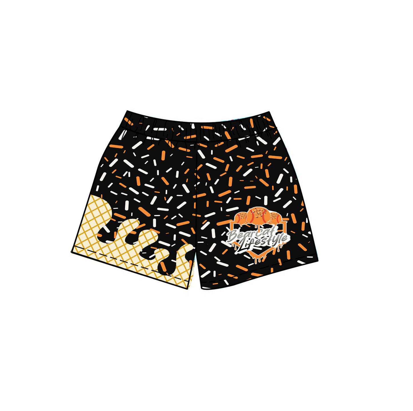 (Custom Design Preorder MOQ 5) Team's Black Sprinkles Adult Bottom Shorts