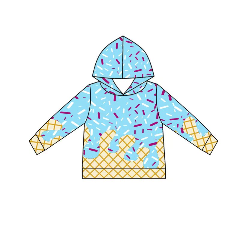 (Custom Design Preorder MOQ 5) Team's Blue Sprinkles Print Kids Long Sleeve Hoodie Top