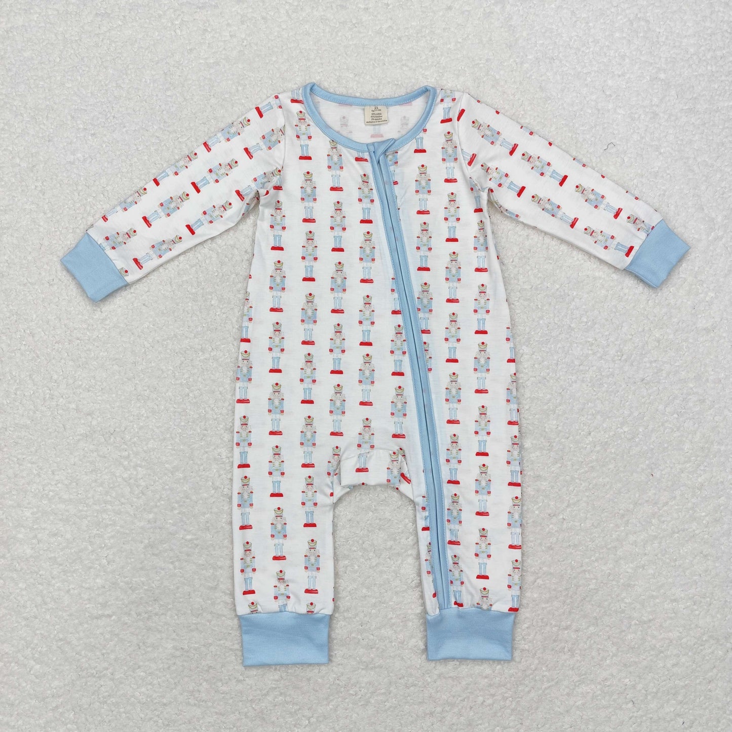 Nutcracker Soldier Print Sibling Christmas Bamboo Zipper Sleeper Romper