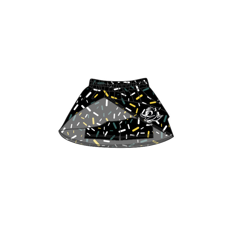 (Custom Design Preorder MOQ 5 Each Item) Team's Oregon Duck Black Sprinkles Print Summer Bottom Skirts Shorts Mom and Me Matching Clothes