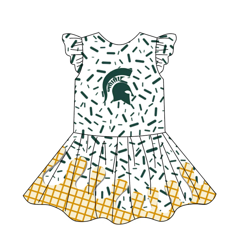 (Custom Design Preorder MOQ 5) Team's Sprinkles Print Girls Summer Knee Length Dress